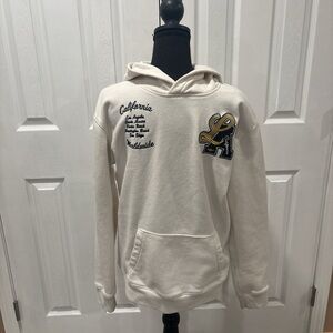 HOLLISTER Men's Cream Hoodie with CALIFORNIA Embroidered Details SIZE S